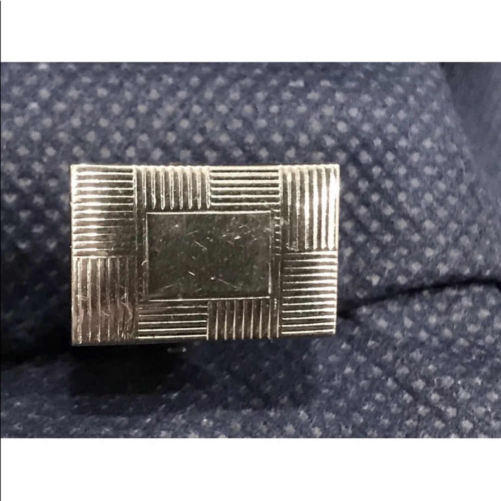 Vintage Polished Chrome Rectangular Cufflinks - image 4